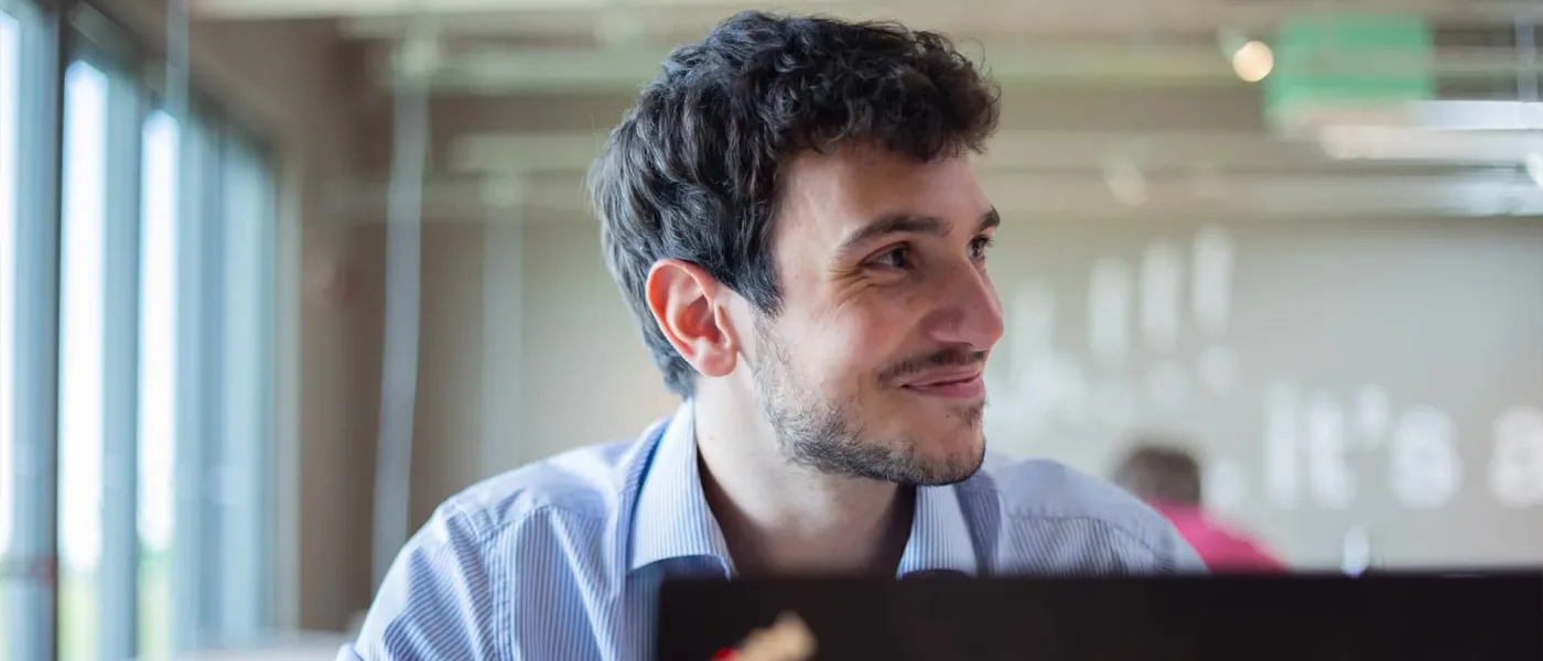 Student works on his course activities