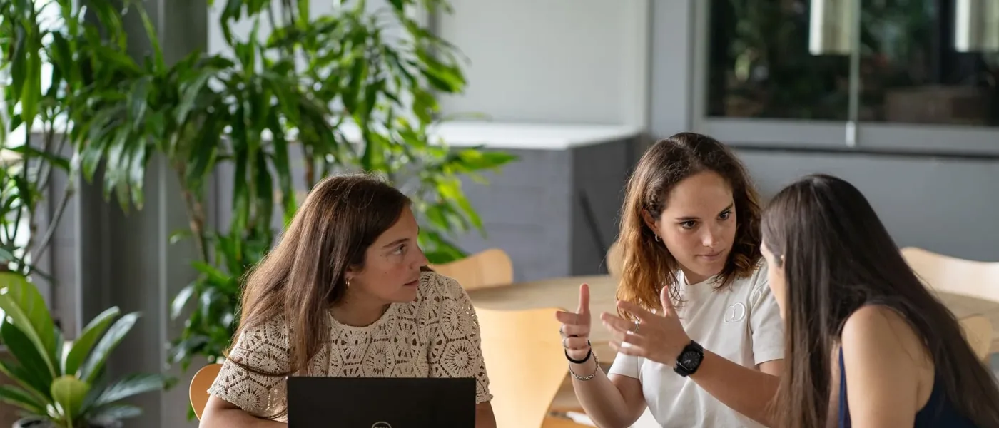 Students discuss ideas for the idea-pitch session at H-FARM